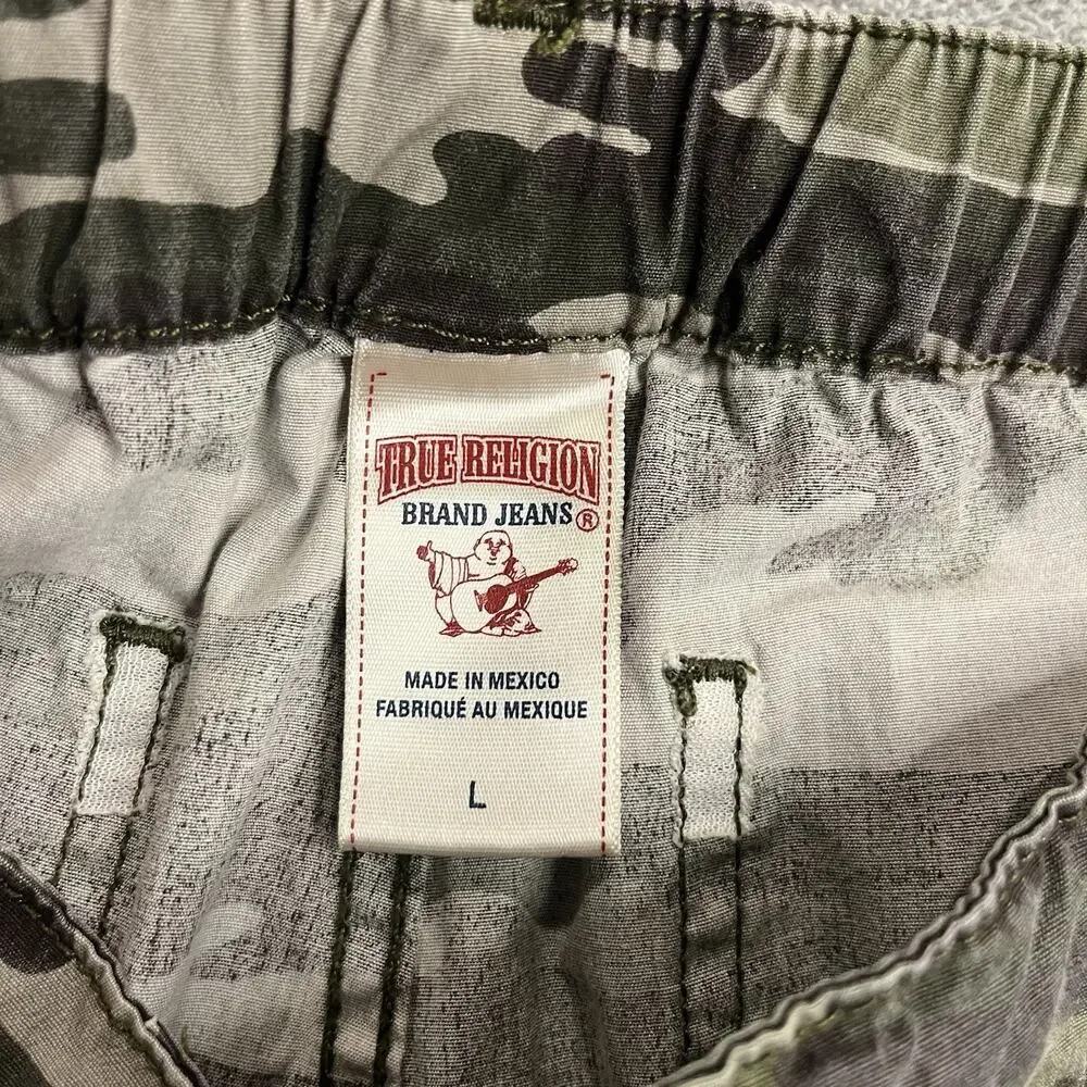 True Religion Camo Jogger Pants Men's Size L Drawstring Camouflage Sweats B342
